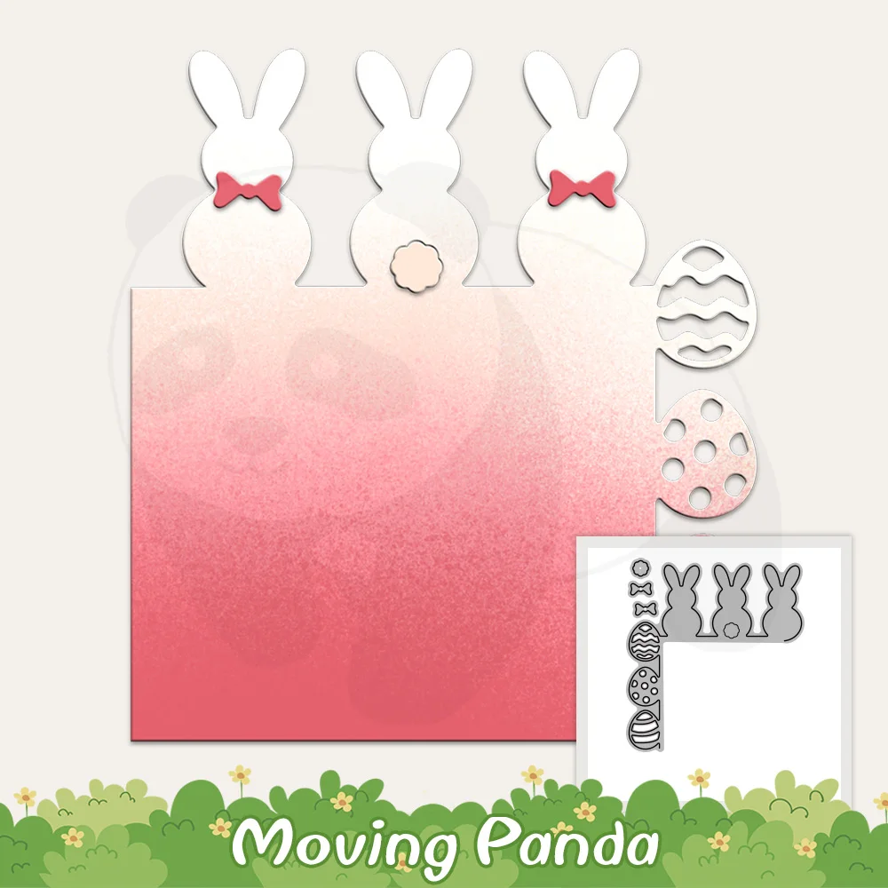 

Easter Eggs And Kawaii Rabbits Metal Cutting Dies Embossed DIY Scrapbooking Supplies Dies Cut For Cards Albums And Crafts Decor