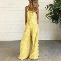 fashion women suspender jumpsuit sleeveless pockets unfading polka dots print wide leg loose playsuit dungarees for travel