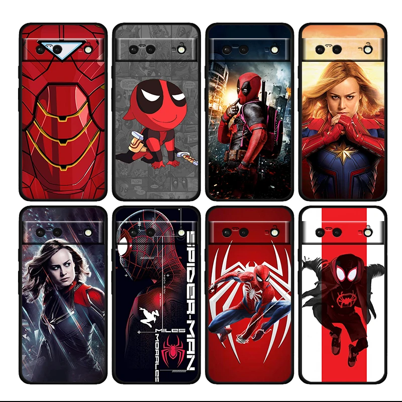 

Mavel Hero Captain America Shockproof Cover For Google Pixel 7 5G 6 6A 5 4 5A 4A XL Pro TPU Soft Silicone Black Phone Case Coque