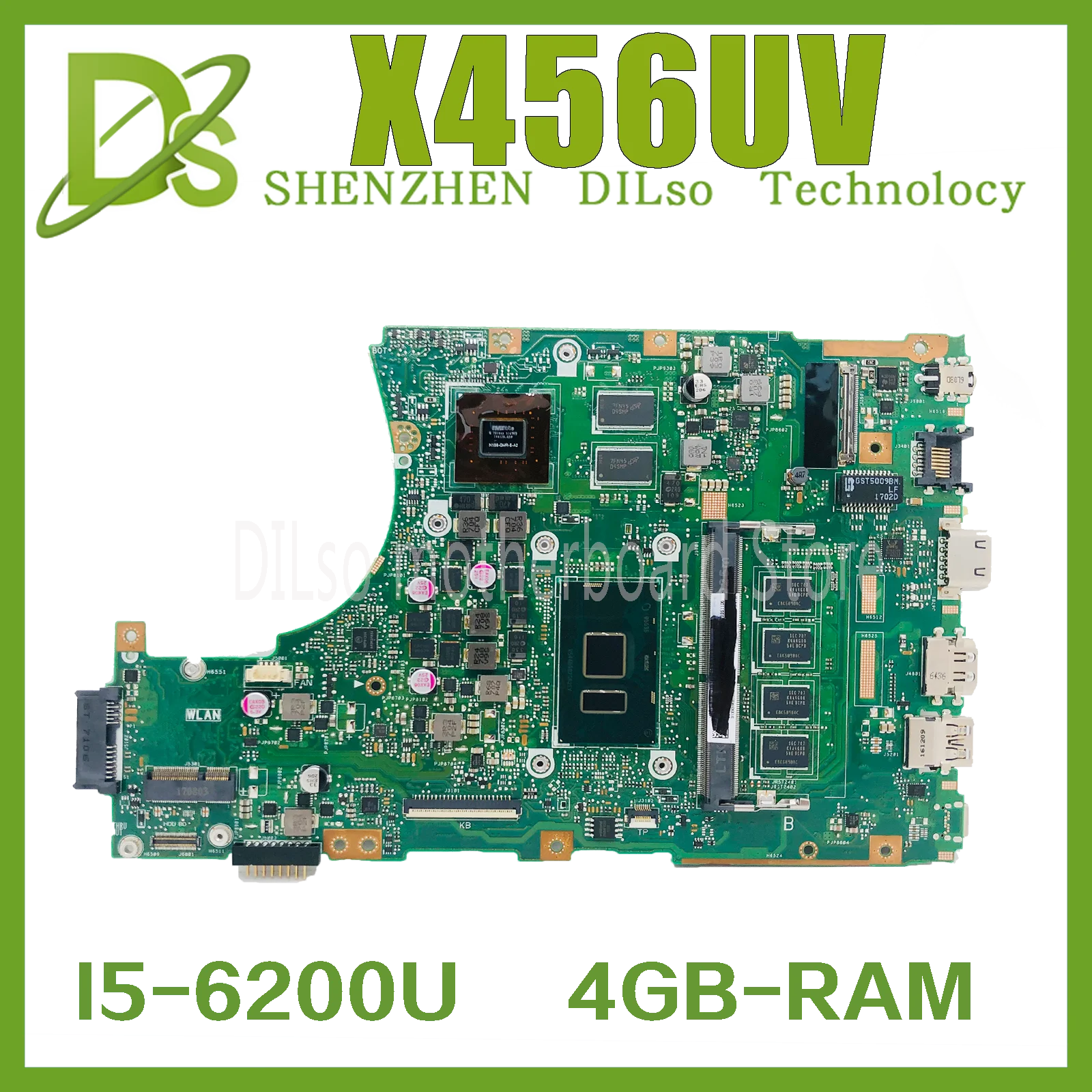 

KEFU X456UV Motherboard For ASUS X456UF X456UJ X456UQ X456UB A456U Laptop Moainrboard DDR4 4GB i5-6200U CPU GT920M 100% Test