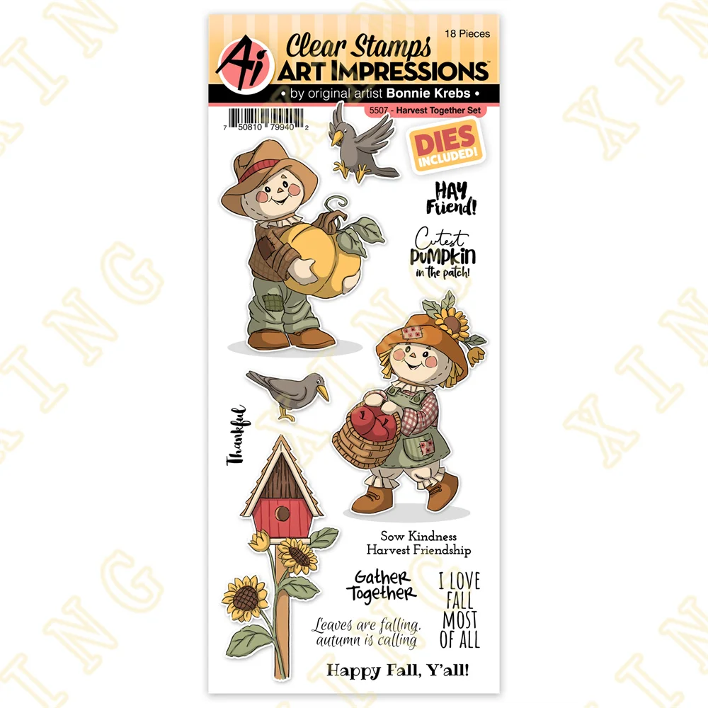 

New Harvest Together Metal Cutting Dies and Clear Stamps for Diy Scrapbook Paper Craft Handmade Card Album Punch Art Cutter