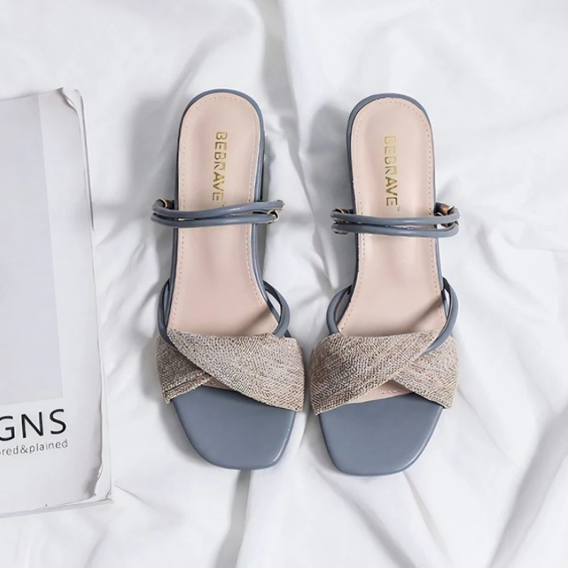 Летние Новые сетчатые красные туфли на высоком каблуке универсальные тапочки