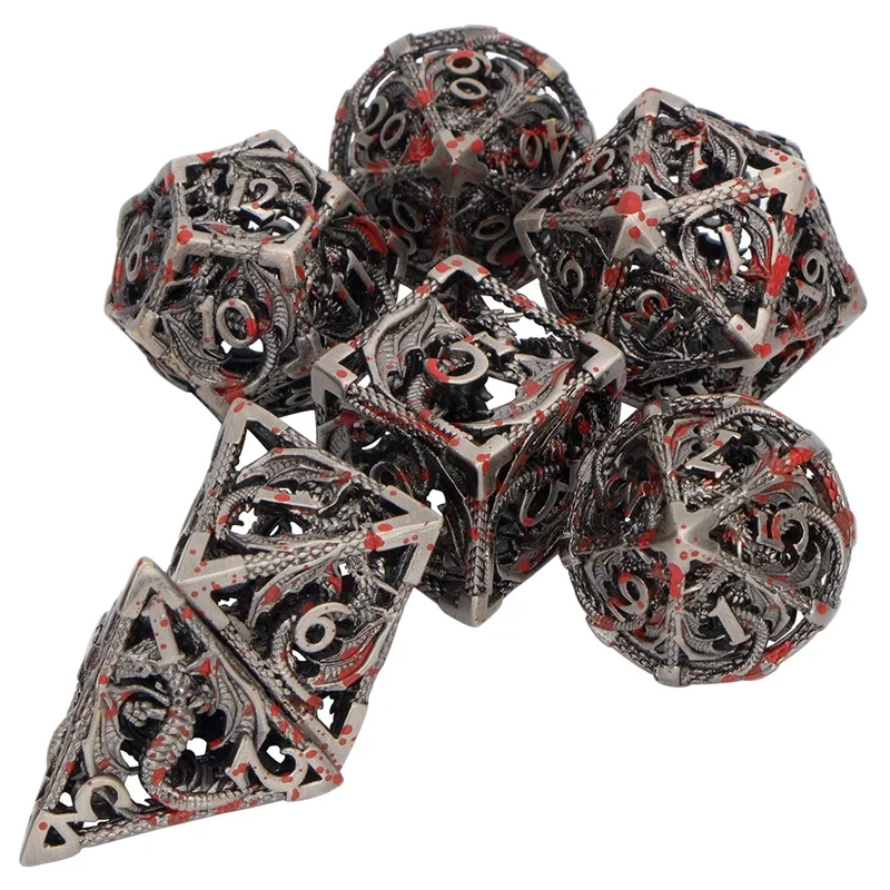 

Dice Set Hollow Metal Polyhedral Dice For MTG Pathfinder Board Games Role Playing D And D Dice,D20 D12 D10 D8 D6 D4