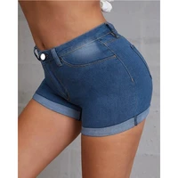 womens denim shorts 2022 new summer lady clothing high waist skinny jeans shorts casual solid crimping hot shorts with pockets