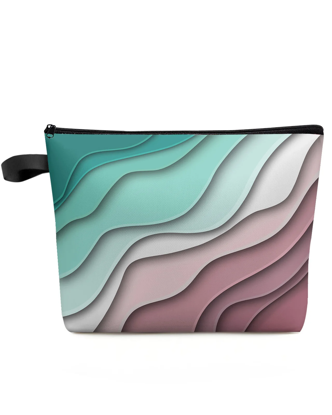 

Green Gradient Dark Red Modern Geometric Makeup Bag Pouch Travel Essentials Women Cosmetic Bags Organizer Storage Pencil Case