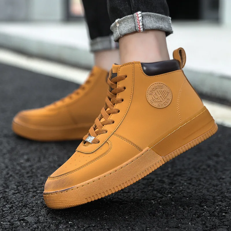 

Мужские повседневные кожаные ботинки с высоким берцем, новинка 2022, Модные Военные ботильоны в стиле ретро, мужские водонепроницаемые ботин...