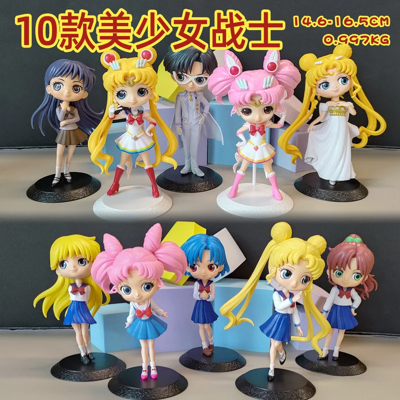 

Q Version Sailor Moon Mercury Mars Jupiter Venus Uranus Neptune Pluto Chiba Mamoru Figures Toys Desktop Decoration Dolls Gift