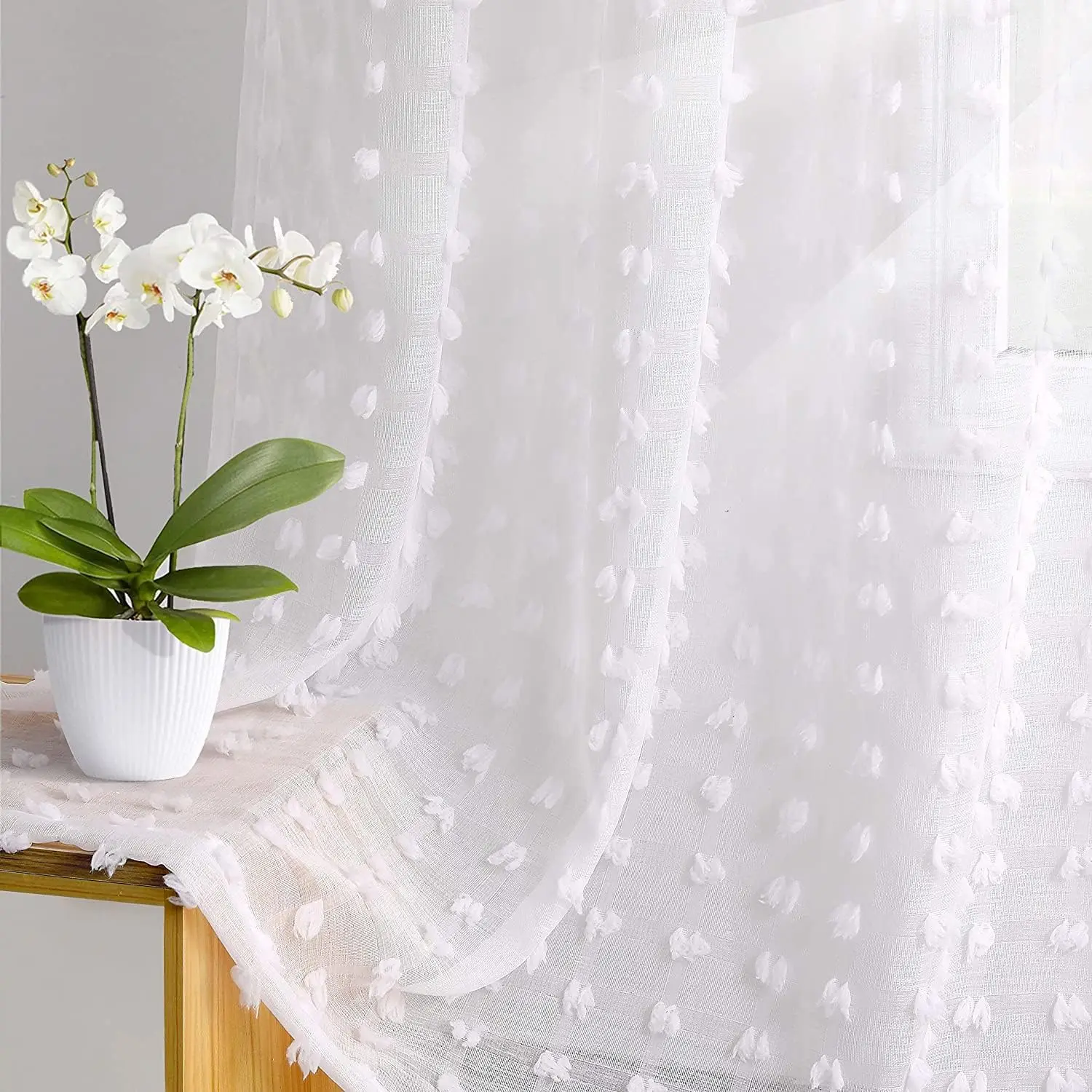 Современный стиль вышитая вуаль занавеска одна панель левый и правый