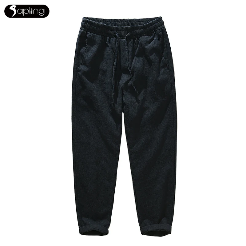 

2022 Summer Trousers New Men's Solid Color Ramie Cotton Linen Pant Men Breathable Casual Fashion Ankle Length Pants Men Straight