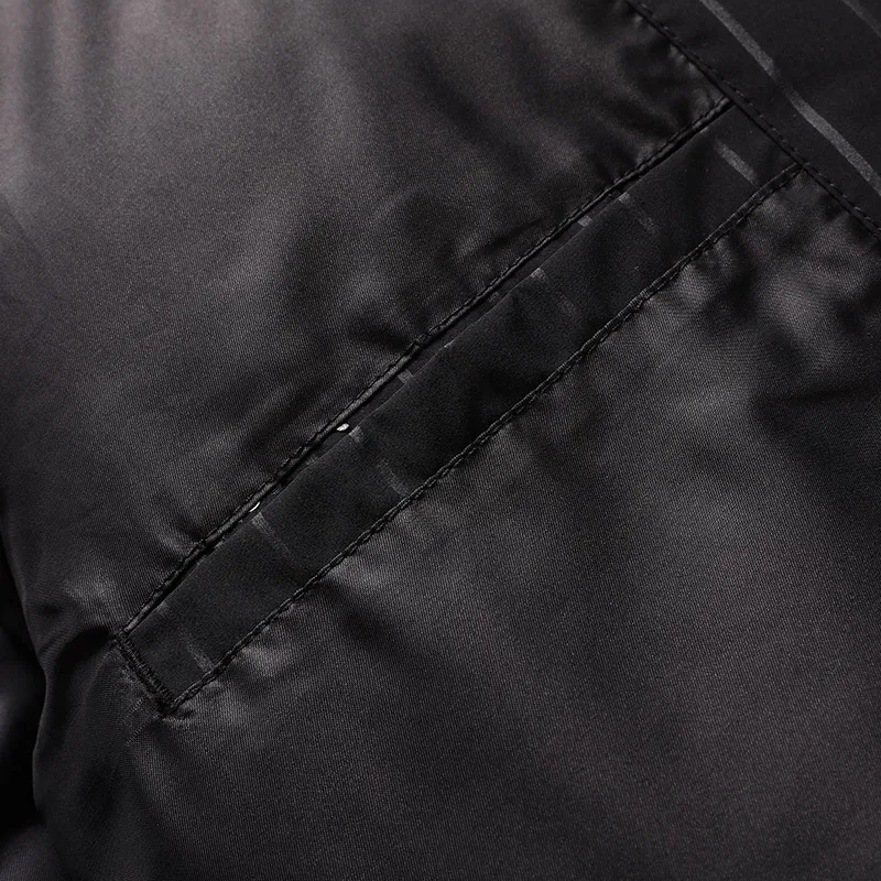 Winter Men Black Striped Thermal Puffer Jackets Thick Warm Puff Padded Basic Coats Male Smart Casual Business Quilted Outerwear