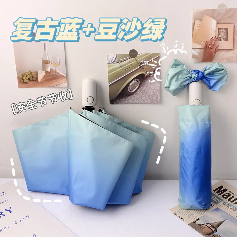 

Полностью автоматический градиентный женский зонт 3-женский зонт для двойного использования с защитой от дождя и солнечного света