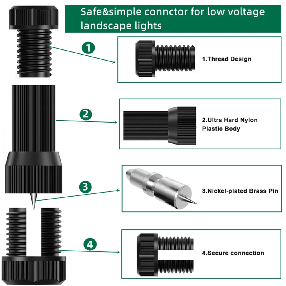 

Durable Light Cable Wire Connector Outdoor Path Pathway Repair Replace Walls Yard 32pcs Black Garden Home Lamp