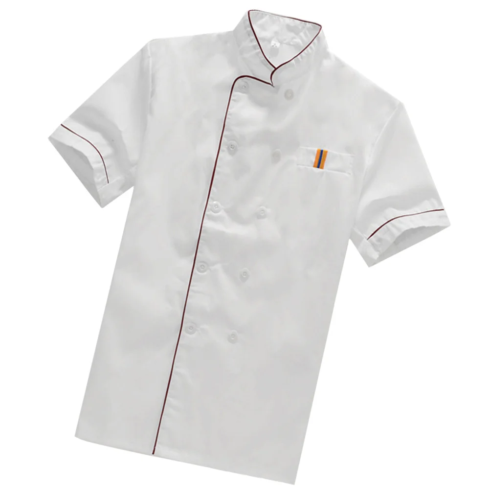 

Unisex Chef White Short Sleeve Chef Coat Uniform Service Catering Shirt Cloth for Restaurant Hotel Bakery Cooker- Size