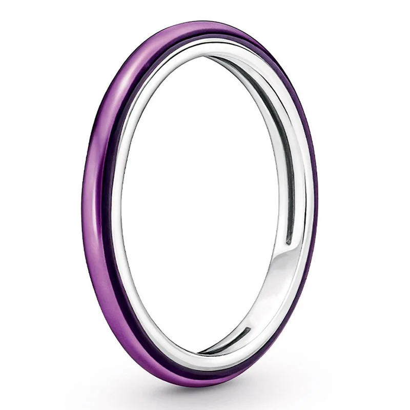 

Authentic 925 Sterling Silver Sparkling Shocking Purple Me Styling Ring For Women Wedding Party Europe Fashion Jewelry