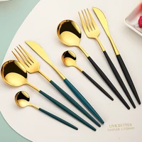 european stainless steel cutlery hotel western steak knife teaspoon dessert coffee spoon fork tableware set kitchen supplies