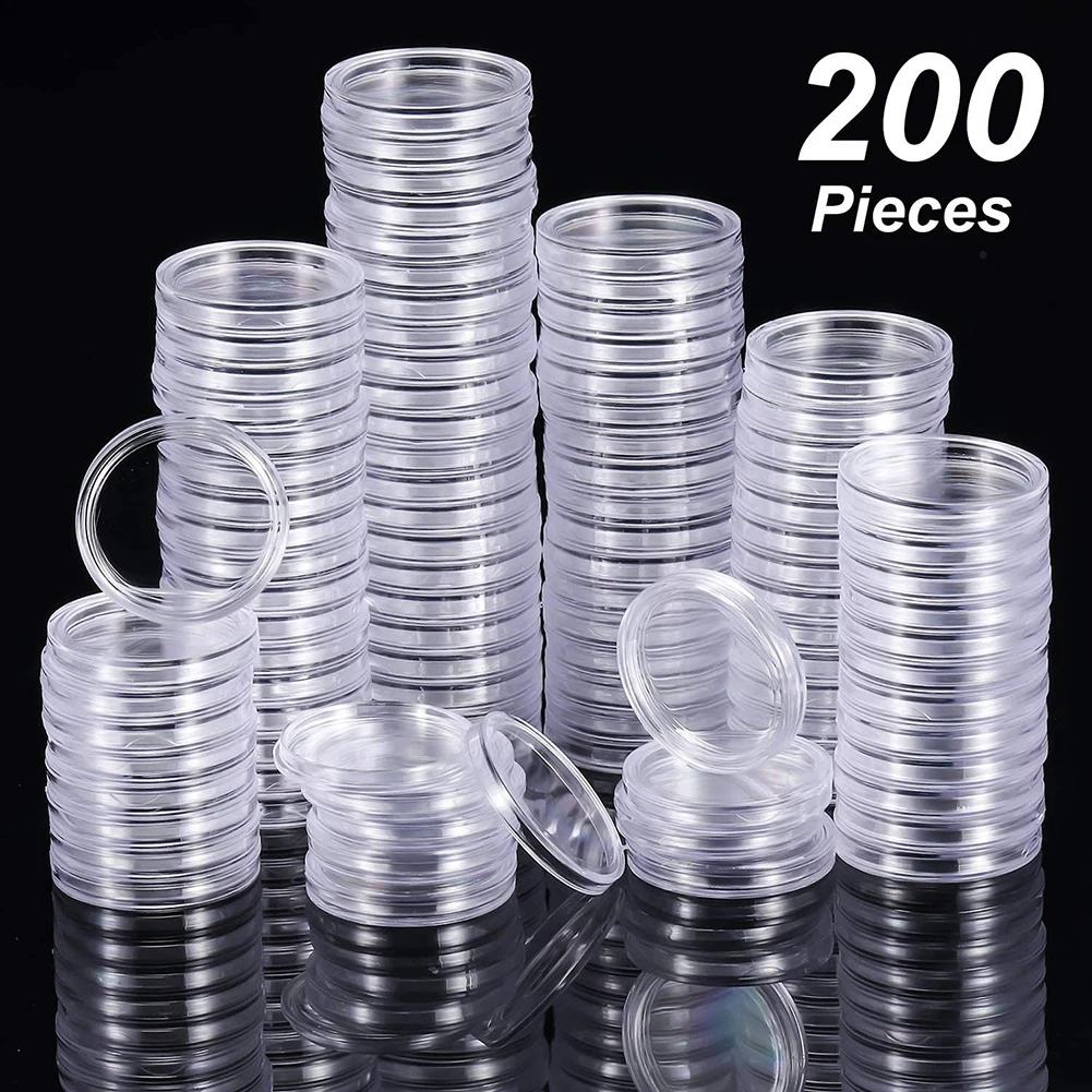 

Clear Case Box 25mm Coin Commemorative Round Storage Collectable 200pcs Coin Medal Transparent Capsule Coin Container Holder