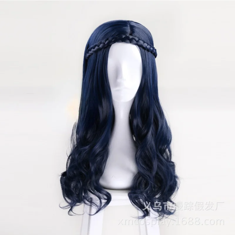 

Descendants 2 Evie Cosplay Wig Dark Blue Long Wavy Heat-resistant Synthetic Wig Japanese Hair Accessories