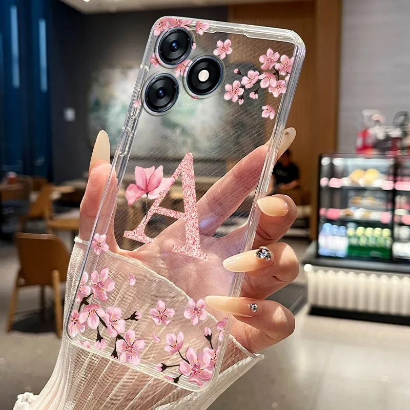 Фото Чехол для телефона Tecno Spark 10 KI5q / Spark 10C KI5k / Spark 10 Pro KI7, прозрачный силиконовый мягкий чехол с цветочным принтом и надписью №2