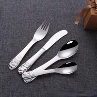 creative stainless steel tableware childrens western food cutlery spoon household cute cartoon tableware set baby food spoon