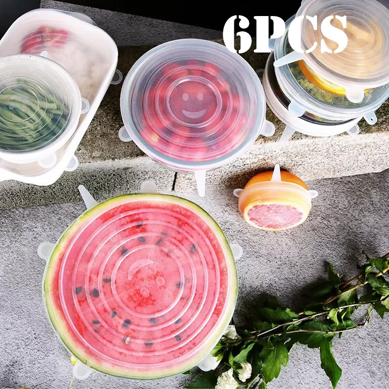 

2023NEW Pcs/Set Food Silicone Cover Cap Universal Silicone Lids For Cookware Bowl Reusable Stretch Lids Kitchen Accessories