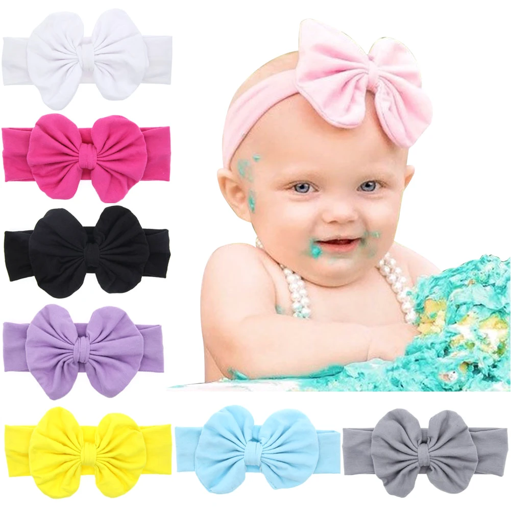 

8pcs Girl Solid Photography Daily Baby Headband Party Birthday Dress Up Gift Cute Bowknot Hair Band Elastic Headwrap Photo Prop