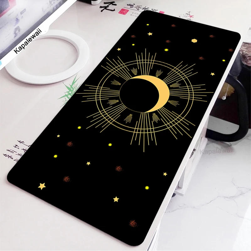 

800x300 Cute Moon Large Gaming Keyboard Mouse Pad Green Botany Computer Gamer Tablet rug Mousepad with Edge Locking Rubber Mats