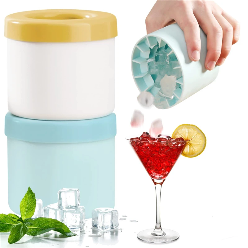 

Silicone Ice Cube Maker Ice Cube Mold Tray with Lid Portable Bucket Wine Ice Cooler Beer Cabinet Kitchen Party Beverage Whiskey