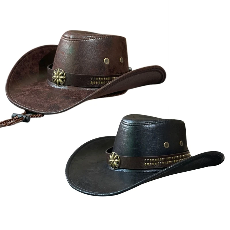 

Outdoor Traveling Camping Hiking House Western Rivet Cowboy Hat Multipurpose Party Decoration Present Supplies 28TF