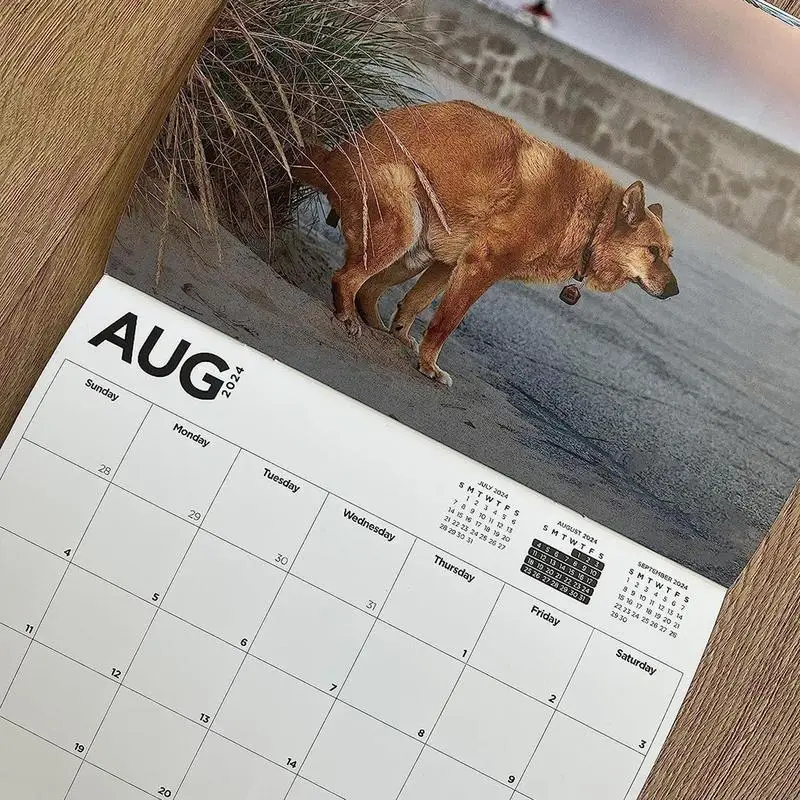 

2024 забавный настенный календарь с какающей собакой, уникальный календарь, подарок для друзей, семьи, соседей, коллег, родственников, близких