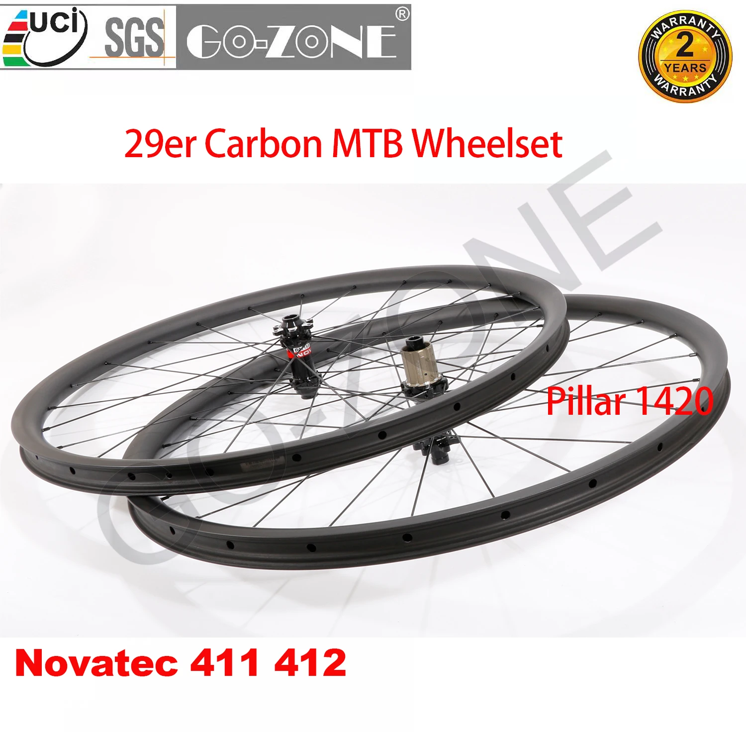 Bike Parts 29er MTB Wheels Carbon Light Tubeless Straight Pull Novatec 411 412 Thru Axle / Quick Release Wheelset