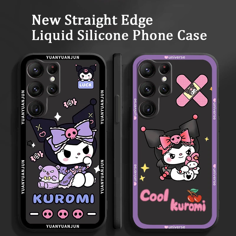 

Kuromi Sanrio Art Cute Anime Phone Case For Samsung Galaxy S22 S21 S20 FE S10 Note 20 10 Plus Lite Ultra 5G Liquid Rope Cover