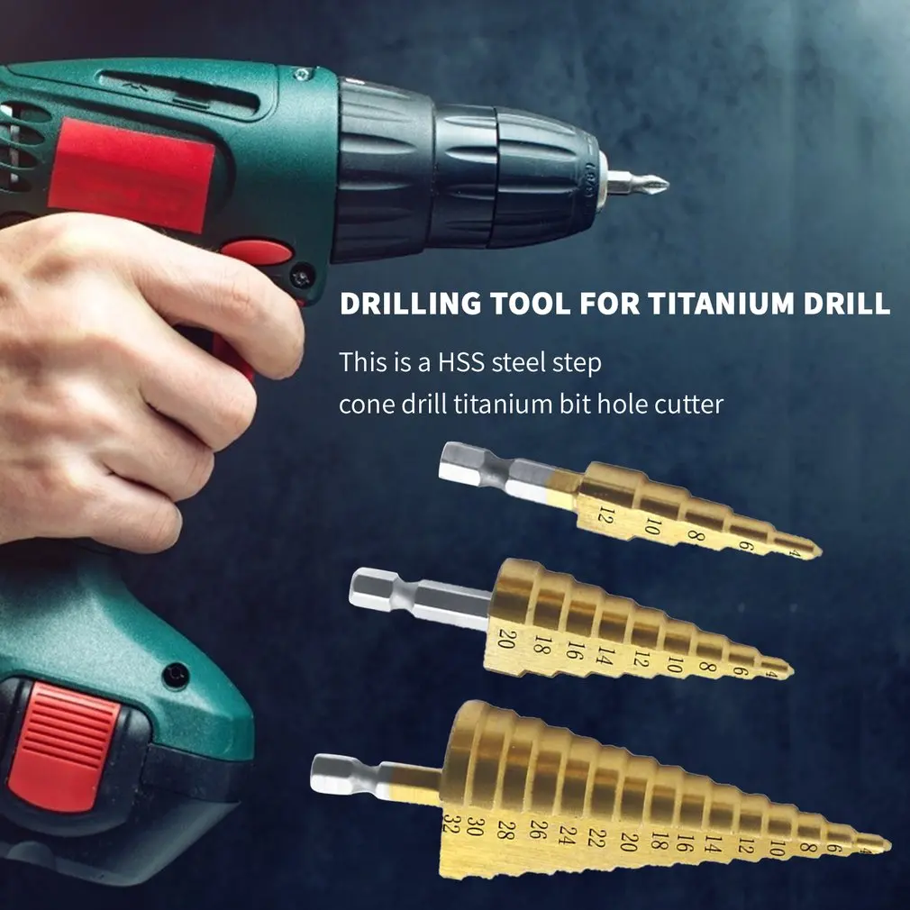 

Набор ступенчатых Сверл из быстрорежущей стали с титановым покрытием, с шестигранным хвостовиком, конусное сверло для металла, дерева, инструменты для резки отверстий, быстрая доставка