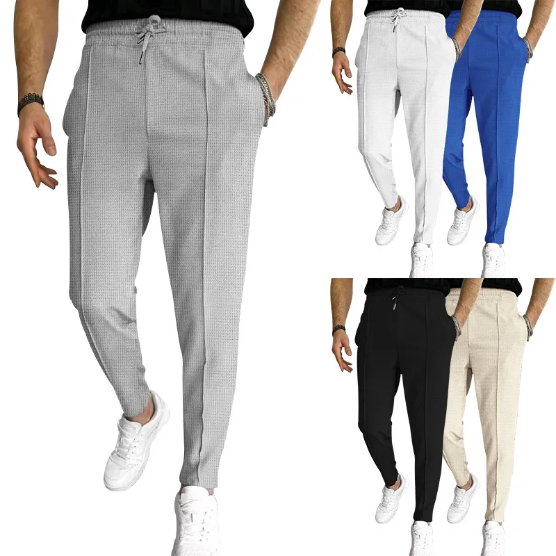 Новые товары на весну и осень, облегающие однотонные модные плиссированные брюки-карандаш для фитнеса, простые универсальные спортивные брюки