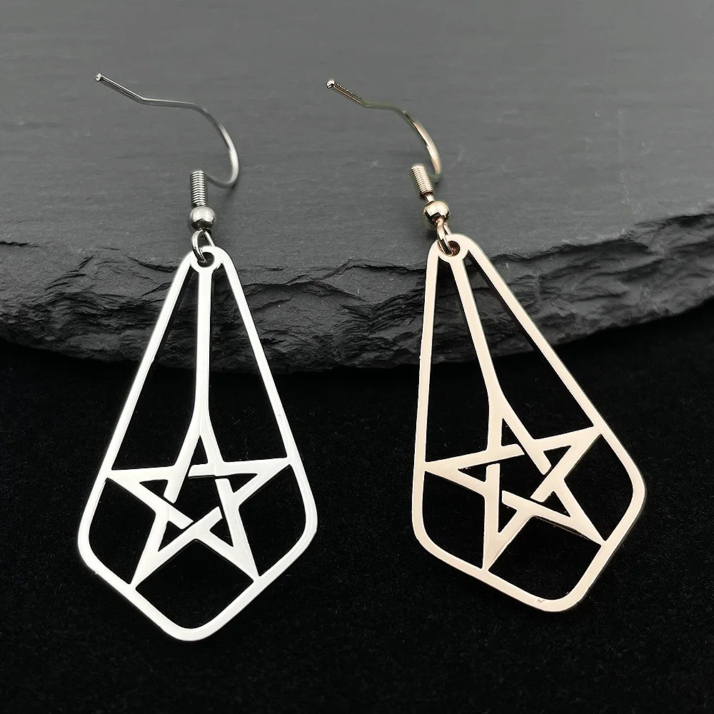 

Personalized Stainless Steel Drop Earrings Hollow Out Pentagram Dangle Crochet Earrings Jewelry Gifts Wholesale Pendientes Mujer