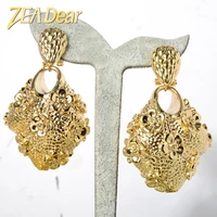 zeadear jewelry fashion drop earrings copper african nigeria large style gold planted for women high quality classic party