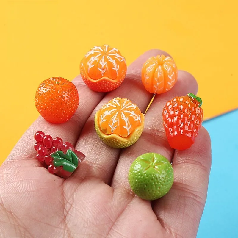 

8 Pcs Resin Cute Flat Cabochon Scrapbook Faux Orange Fruit Kawaii DIY Decoration Accessories Miniature Items Room Decor Gift
