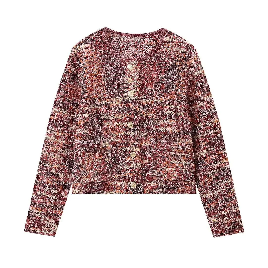 Женское вязаное пальто в стиле ретро с девчачьей текстурой шикарное однобортное