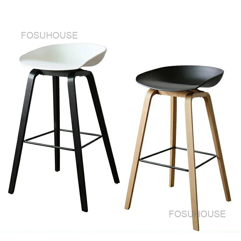 Постмодерн Барные Стулья для Кухни Мебель Нордического Лакшери Из Сплошной Древесины С Подлокотниками Дизайнерский Высокий Табурет.