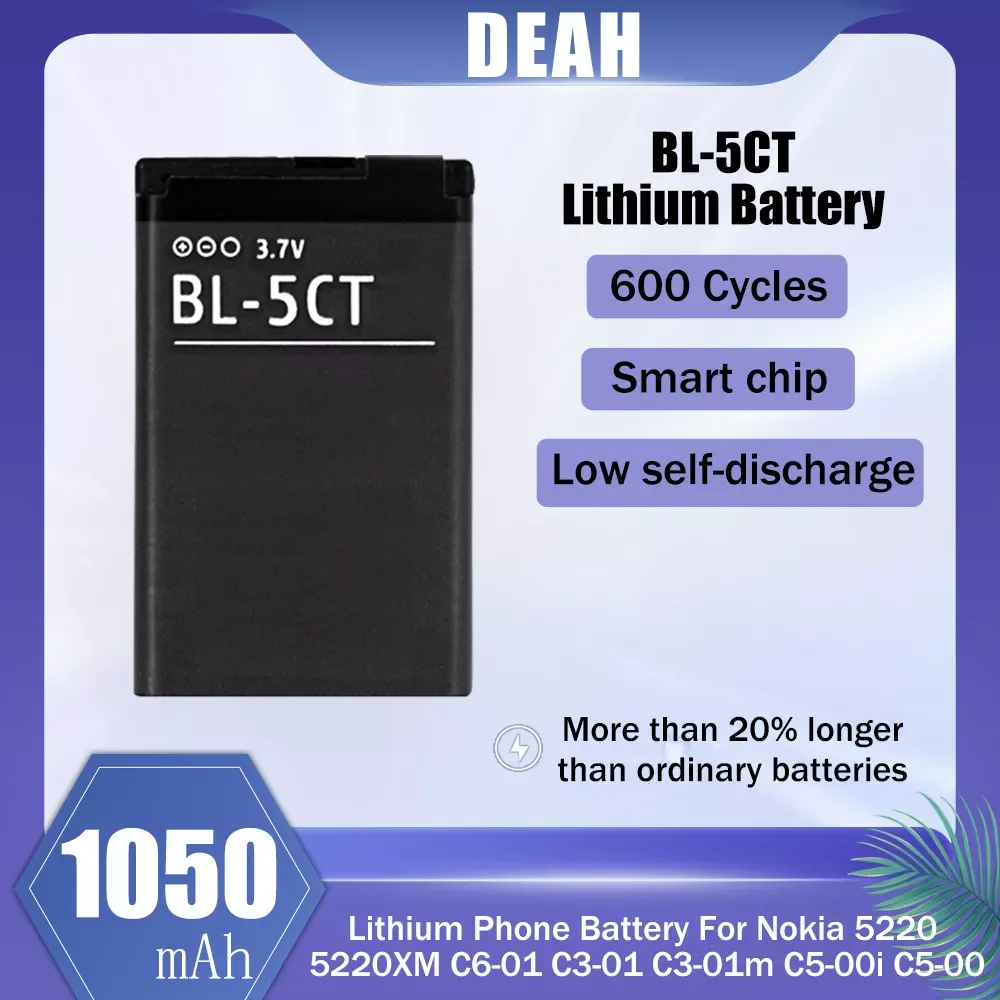 

1-20PCS 1050mAh BL-5CT BL5CT BL 5CT Replacement Lithium Battery For Nokia 3720 5220 5220XM 6730 6330 6303i C5-02 C3-01 C5-00