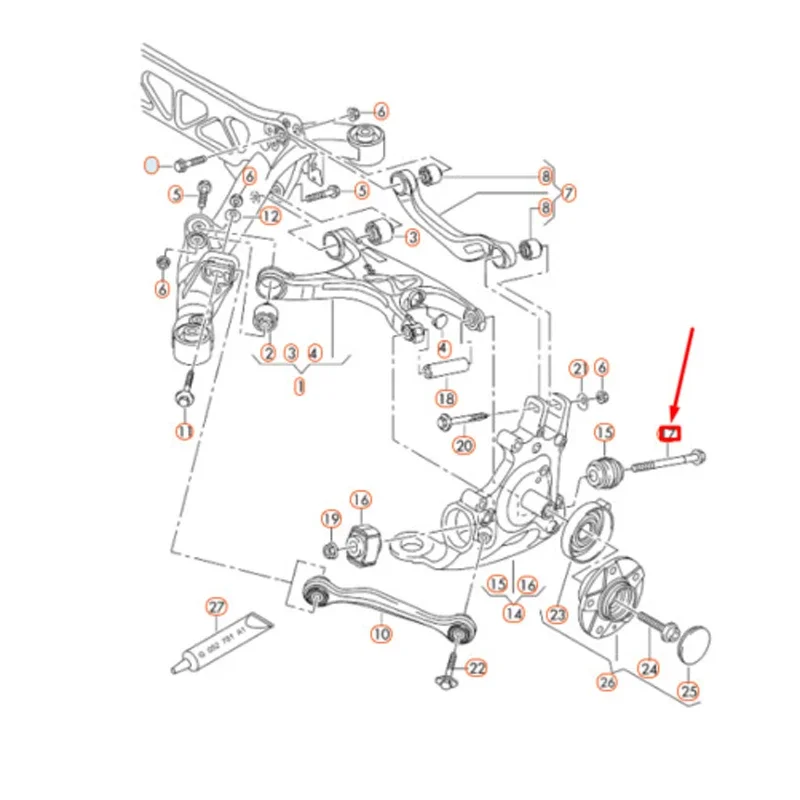 1 шт. M14x1 5X265 мм - ШЕСТИГРАННЫЙ БОЛТ ЗАДНЕГО КАРОВОГО ВЫХОДА ПАРА БЕТ 003818 ЗАДНЕЙ