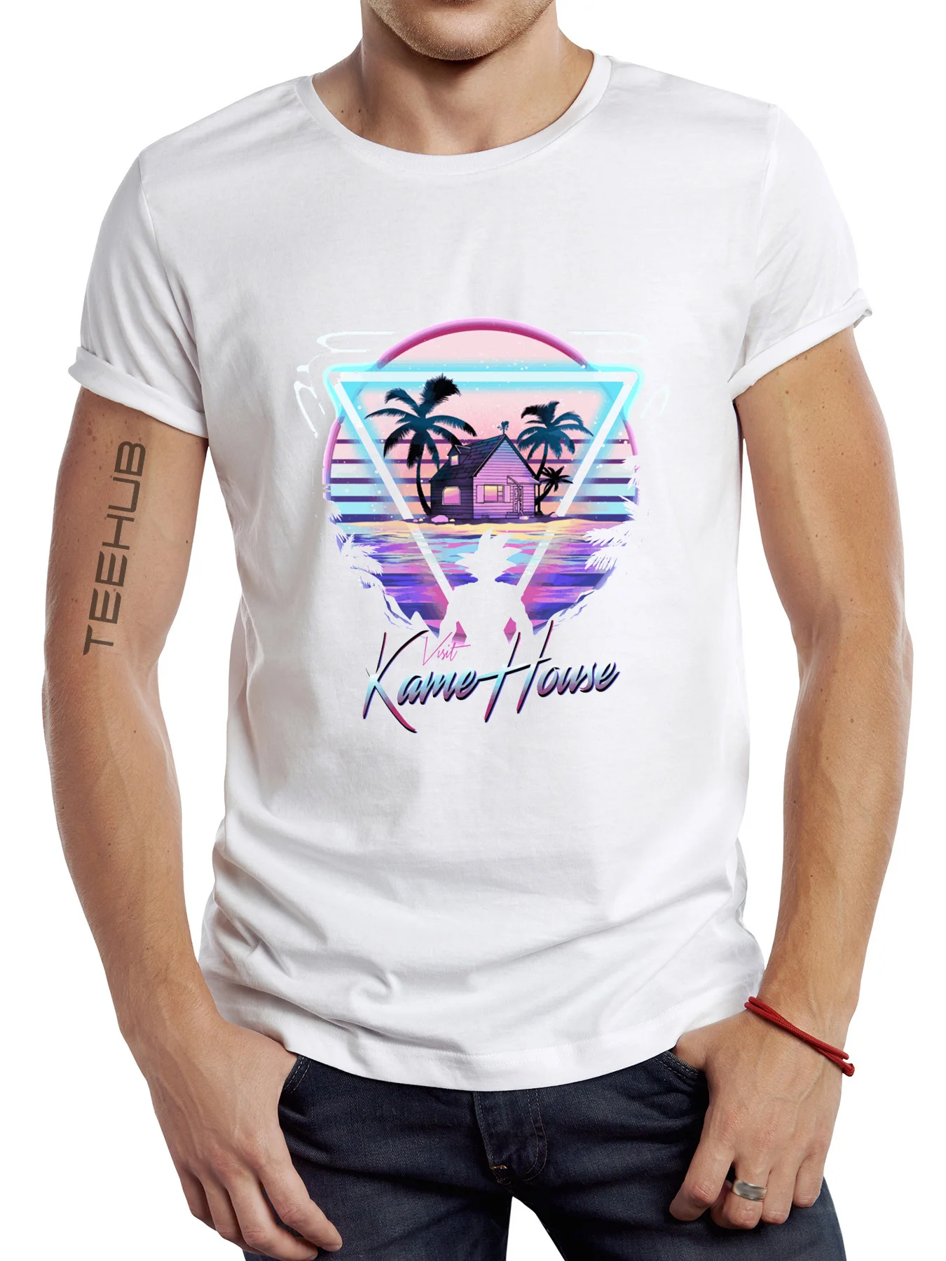 Новинка 2024 Мужская модная футболка с принтом посетите Kame House топы коротким