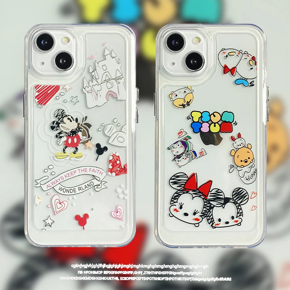 

Disney Mickey and Minnie Mouse graffiti Phone Case For Iphone 11 12 13 Pro Max X Xs Xr Transparent Shockproof Cover