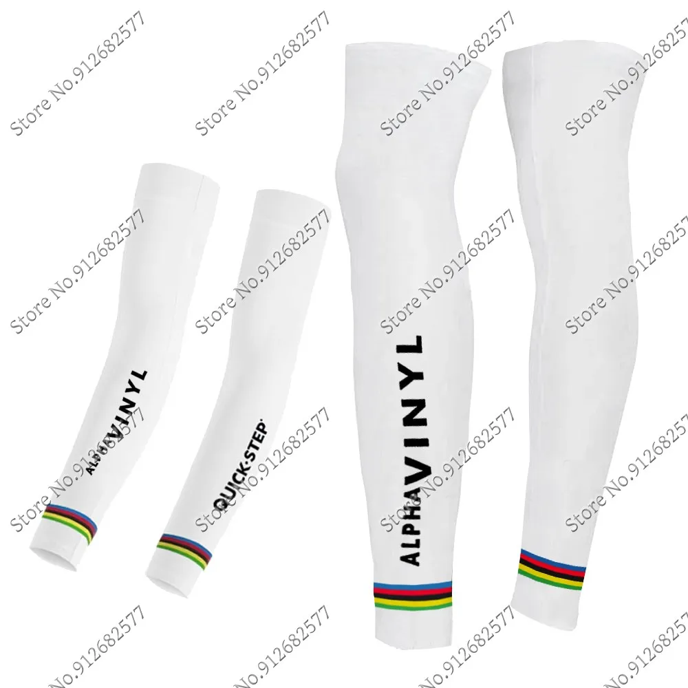 

2022 White Quick Step Team Leg Warmers UV Protection ALPHA-VINYL Cycling Arm Warmer Road Bike Leg Sleeve MTB Maillot