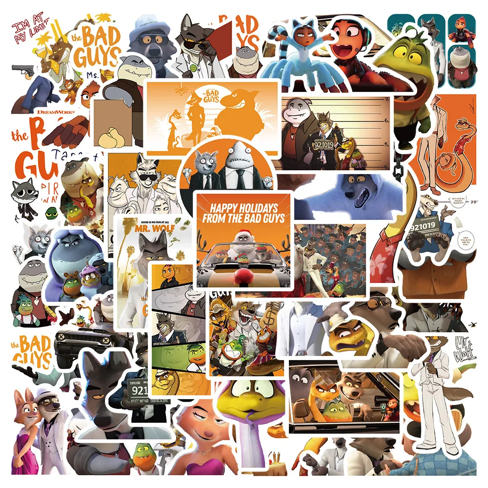

10/30/52Pcs Cartoon Movies The Bad Guys Stickers DIY Suitcase Phone Laptop Skateboard Fridge Guitar Car Sticker Graffiti Kid Toy