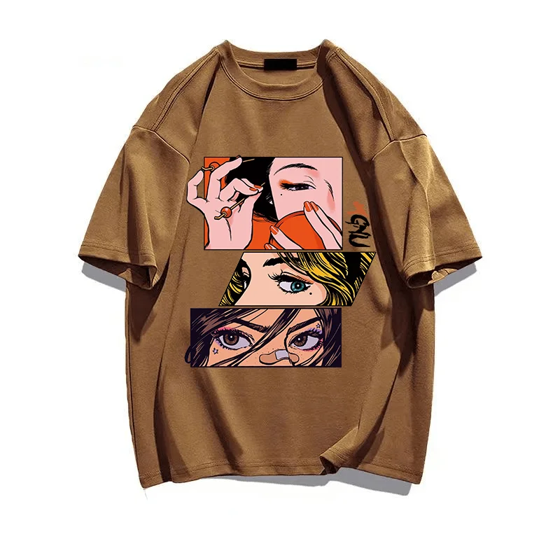 

Популярная Хлопковая женская футболка в японском стиле Харадзюку, модная уличная одежда Y2k, футболка унисекс с графическим рисунком, роскош...