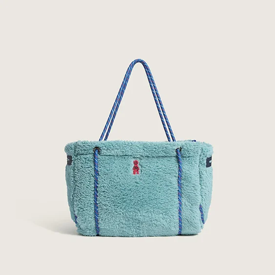 

Winter Fashion Design Ladies Lamb Wool Shoulder Bags Soft Plush Women's Blue Hangbags Large Capacity Femlae Travel Casual Tote