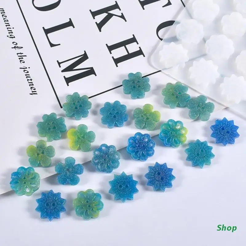 

L5YC Resin Molds Silicone Buttons Fruit Flowers Silicone Mold for Epoxy Resin Casting