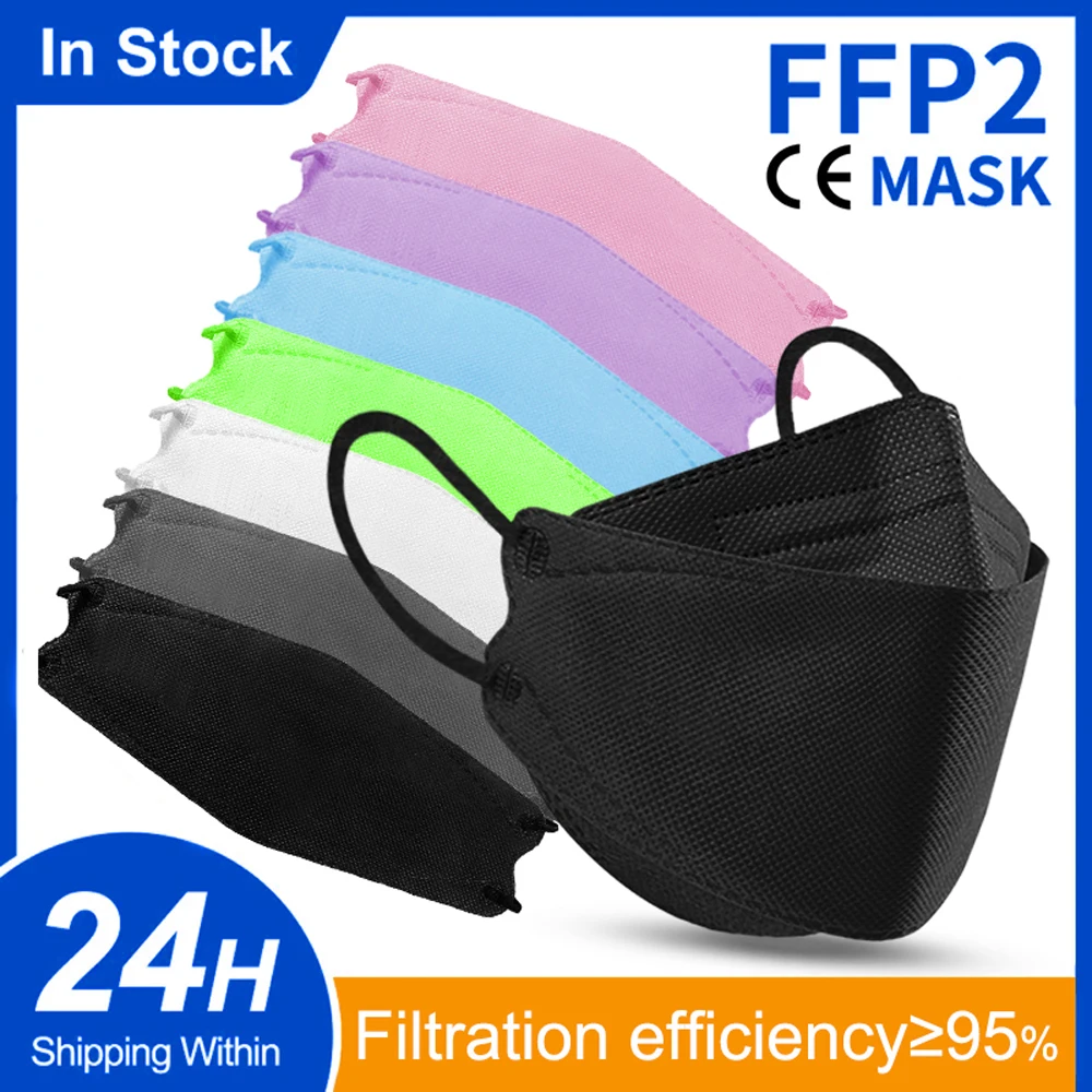 

50-200 шт. маски для взрослых, маска для рыб KN95 Morandi FFP2mask 4 слойная маска для лица FP2 черная маска FFP2 CE сертификат