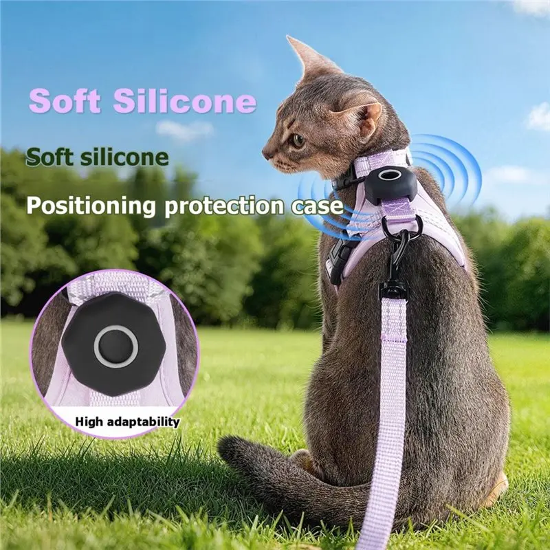 Фото HRBAJ-Escape-Proof Cat Harness XS с держателем для Airtag, светоотражающий регулируемый жилет для котят для прогулок на улице №4