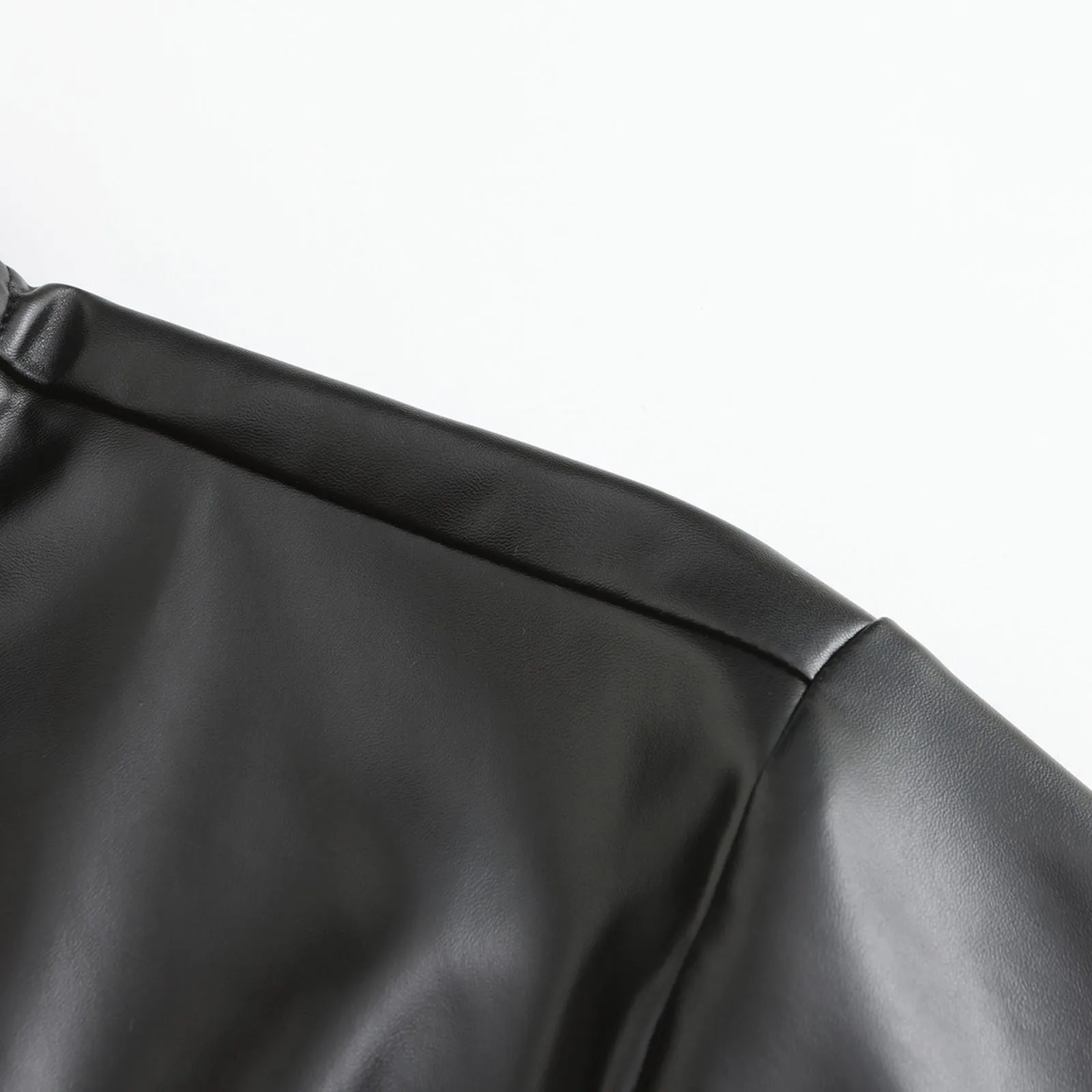 Мужская футболка из искусственной кожи на молнии с коротким рукавом и отложным